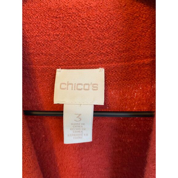 Chicos Sweater Cropped Wool Shawl Collar Cuffed Sleeves Burnt Orange Size Large - Picture 9 of 9